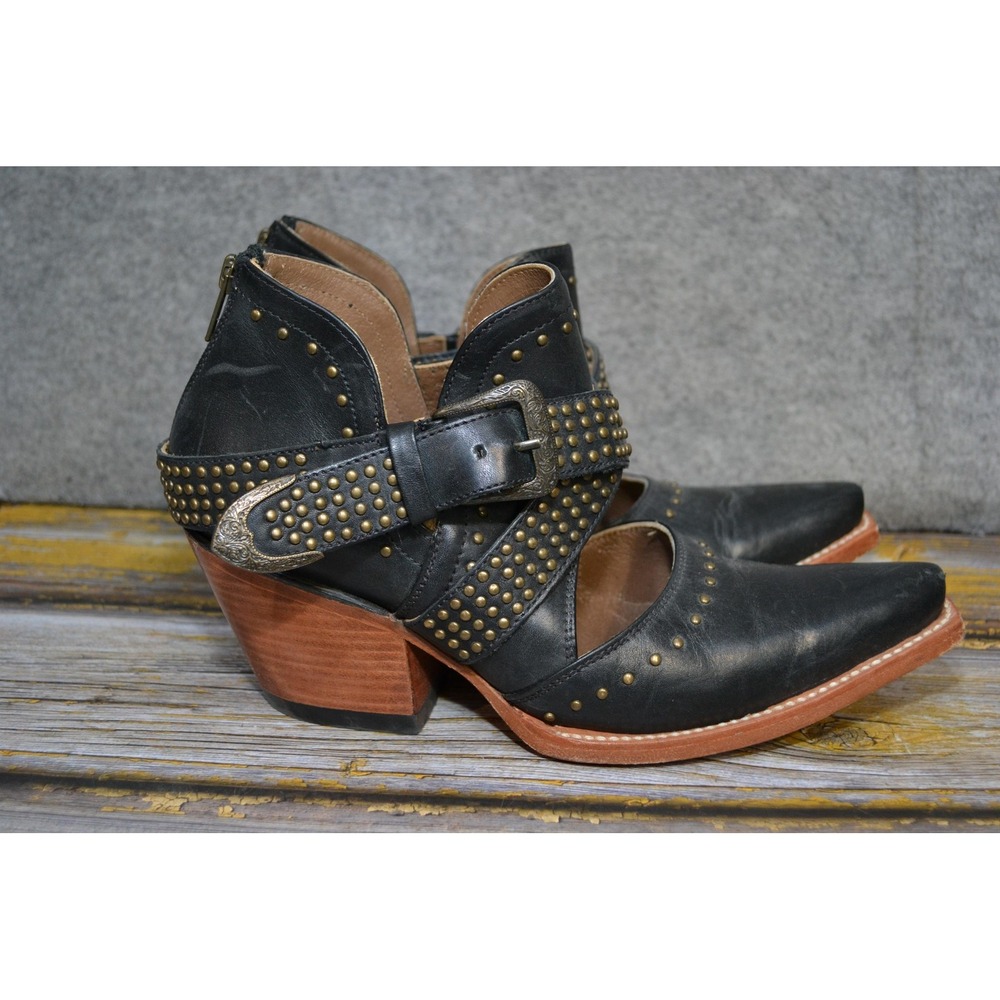 Ariat Dixon Boots Womens 10B Black Leather Studded Rock N Roll Ankle Western